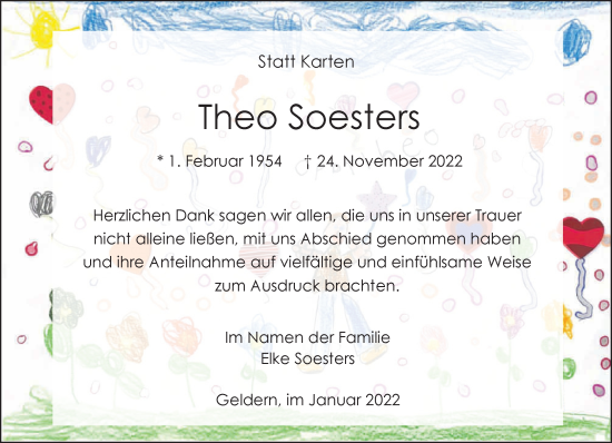 Traueranzeige von Theo Soesters 