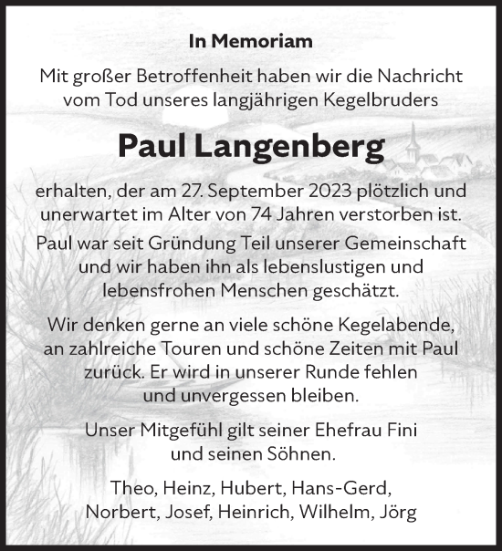 Traueranzeige von Paul Langenberg von NNA