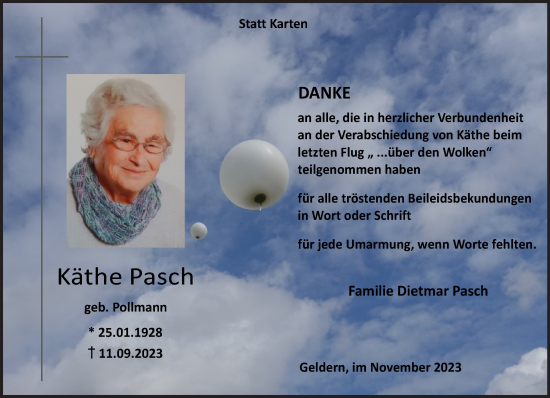 Traueranzeige von Käthe Pasch von NNA
