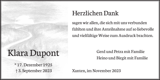 Traueranzeige von Klara Dupont von NNA