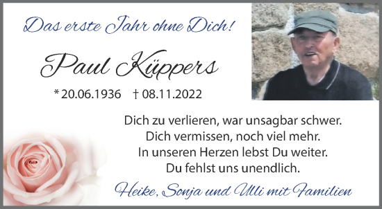 Traueranzeige von Paul Küppers von NNA