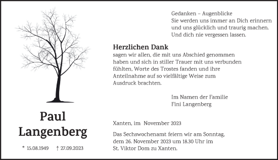 Traueranzeige von Paul Langenberg von NNA