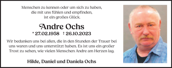 Traueranzeige von Andre Ochs von NNA