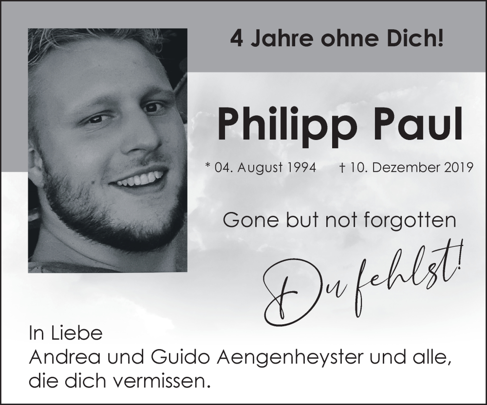  Traueranzeige für Philipp Paul vom 09.12.2023 aus NNA