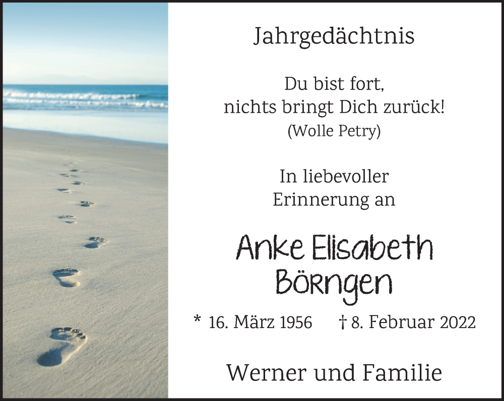  Traueranzeige für Anke Elisabeth Börngen vom 11.02.2023 aus 