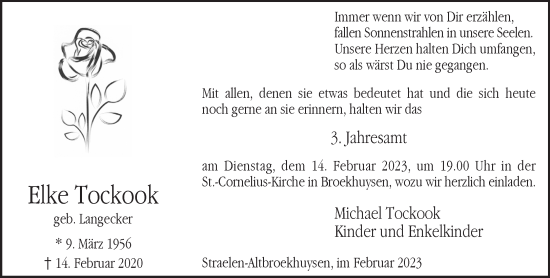 Traueranzeige von Elke Tockook 
