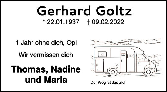 Traueranzeige von Gerhard Goltz 