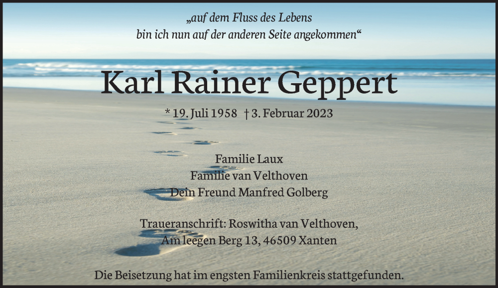 Traueranzeige für Karl Rainer Geppert vom 25.02.2023 aus 