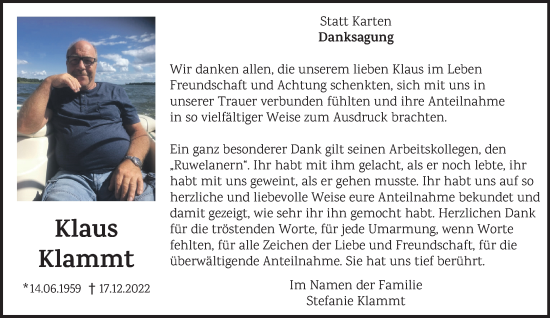 Traueranzeige von Klaus Klammt 