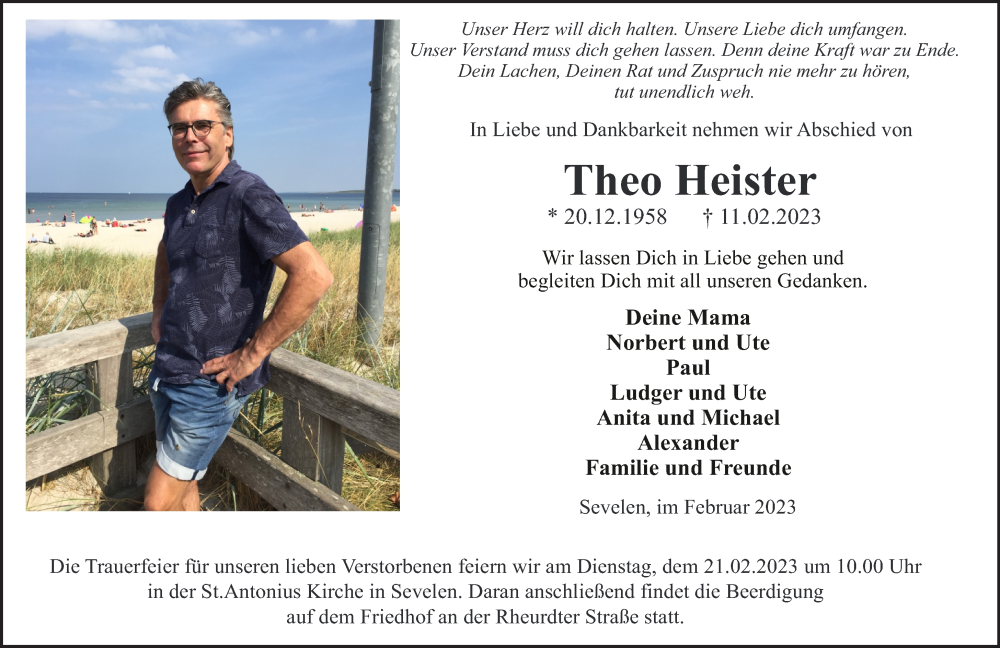  Traueranzeige für Theo Heister vom 18.02.2023 aus 