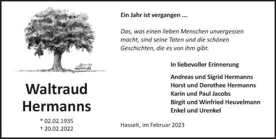 Traueranzeige von Waltraud Hermanns 