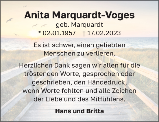Traueranzeige von Anita Marquardt-Voges 