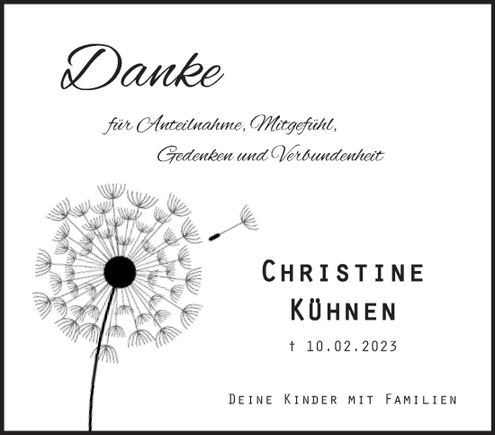 Traueranzeige von Christine Kühnen 