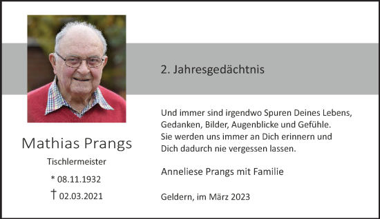 Traueranzeige von Mathias Prangs 