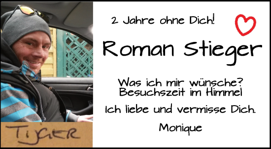 Traueranzeige von Roman Stieger 