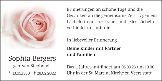 Traueranzeige von Sophia Bergers 