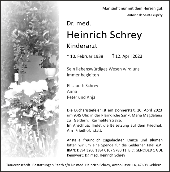 Traueranzeige von Heinrich Schrey 