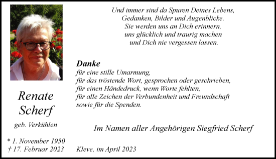 Traueranzeige von Renate Scherf 