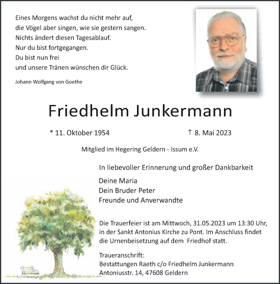 Traueranzeige von Friedhelm Junkermann 