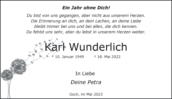 Traueranzeige von Karl Wunderlich 