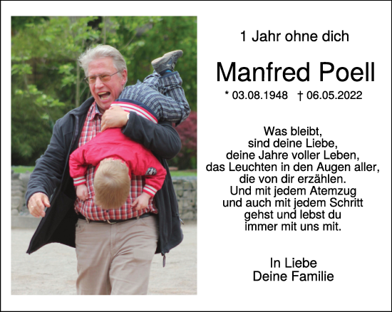 Traueranzeige von Manfred Poell 