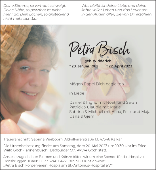 Traueranzeige von Petra Bisch 