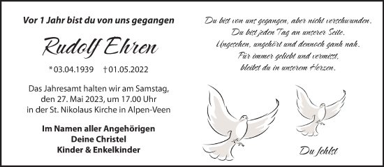 Traueranzeige von Rudolf Ehren 