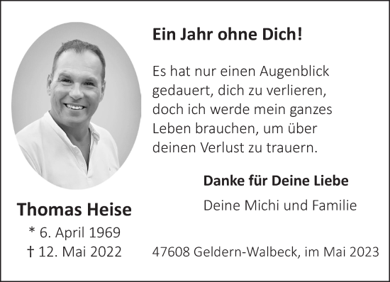 Traueranzeige von Thomas Heise 