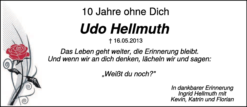  Traueranzeige für Udo Hellmuth vom 20.05.2023 aus 