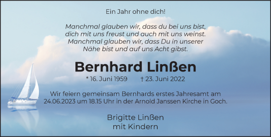 Traueranzeige von Bernhard Linßen 