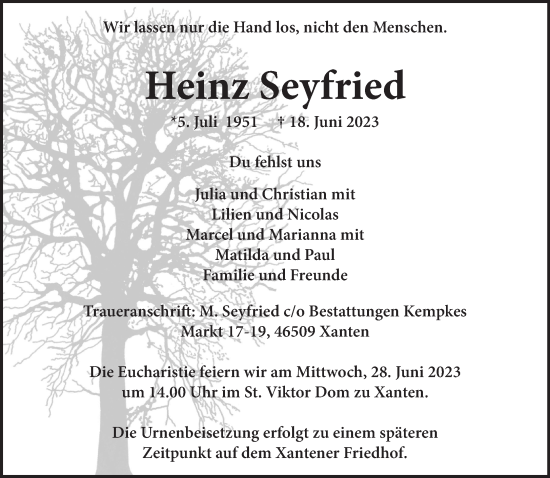 Traueranzeige von Heinz Seyfried 