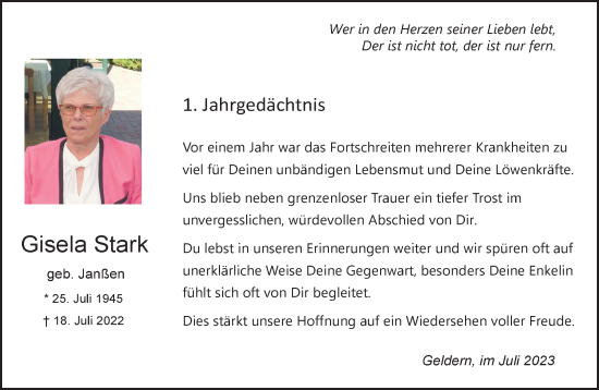 Traueranzeige von Gisela Stark von NNA
