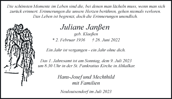 Traueranzeige von Juliane Janßen von NNA