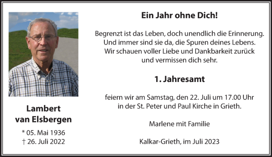 Traueranzeige von Lambert van Elsbergen von NNA
