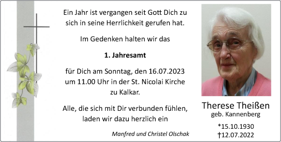 Traueranzeige von Therese Theißen von NNA