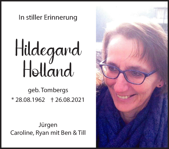 Traueranzeige von Hildegard Holland von NNA