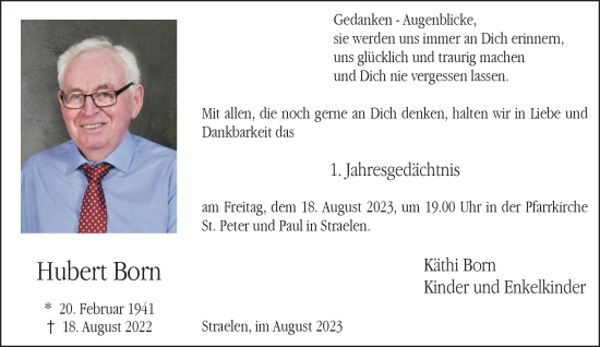 Traueranzeige von Hubert Born von NNA