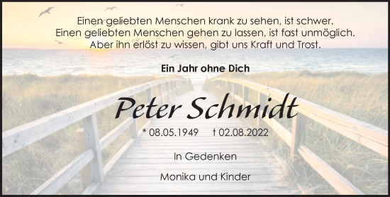 Traueranzeige von Peter Schmidt von NNA