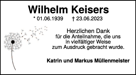 Traueranzeige von Wilhelm Keisers von NNA