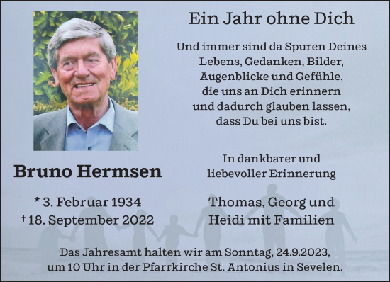 Traueranzeige von Bruno Hermsen von NNA