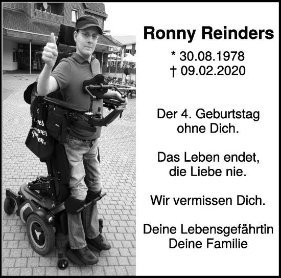 Traueranzeige von Ronny Reinders von NNA