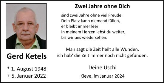 Traueranzeige von Gerd Ketels von NNA