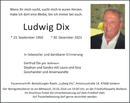 Traueranzeige von Ludwig Dix von NNA