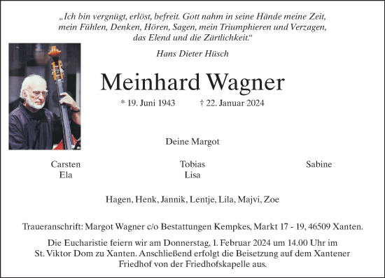 Traueranzeige von Meinhard Wagner von NNA