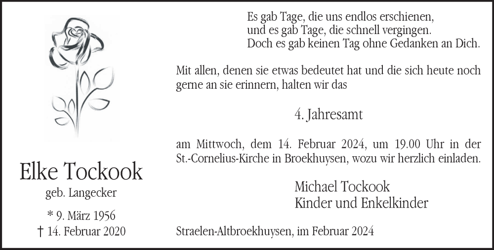  Traueranzeige für Elke Tockook vom 10.02.2024 aus NNA