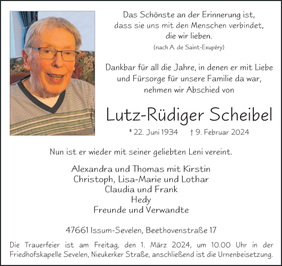 Traueranzeige von Lutz-Rüdiger Scheibel von NNA