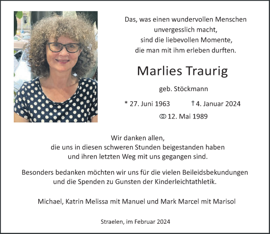 Traueranzeige von Marlies Traurig von NNA