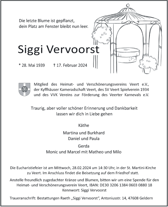 Traueranzeige von Siggi Vervoorst von NNA
