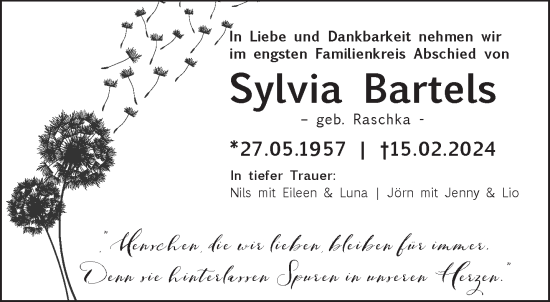 Traueranzeige von Sylvia Barteis von NNA