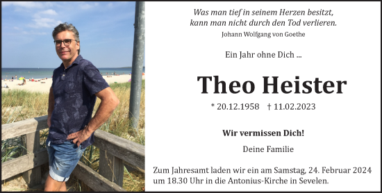 Traueranzeige von Theo Heister von NNA